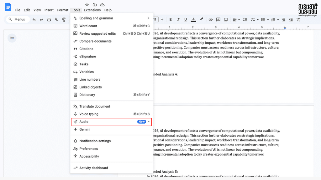 Audio Summary ใน Google Docs เปลี่ยนเอกสารเป็น Podcast ส่วนตัว